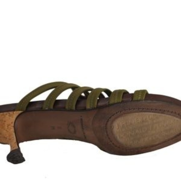 Donald Pliner Cork & Green Stretch Fabric Slides - Picture 5 of 5